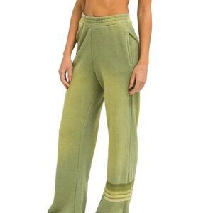 "Faded Army Green" Aviator Nation Rugby Wide Leg Sweatpants Large